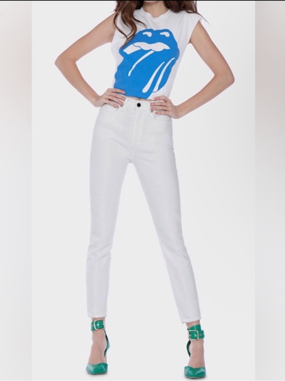 ALICE + OLIVIA Good High Rise Skinny Jeans in White